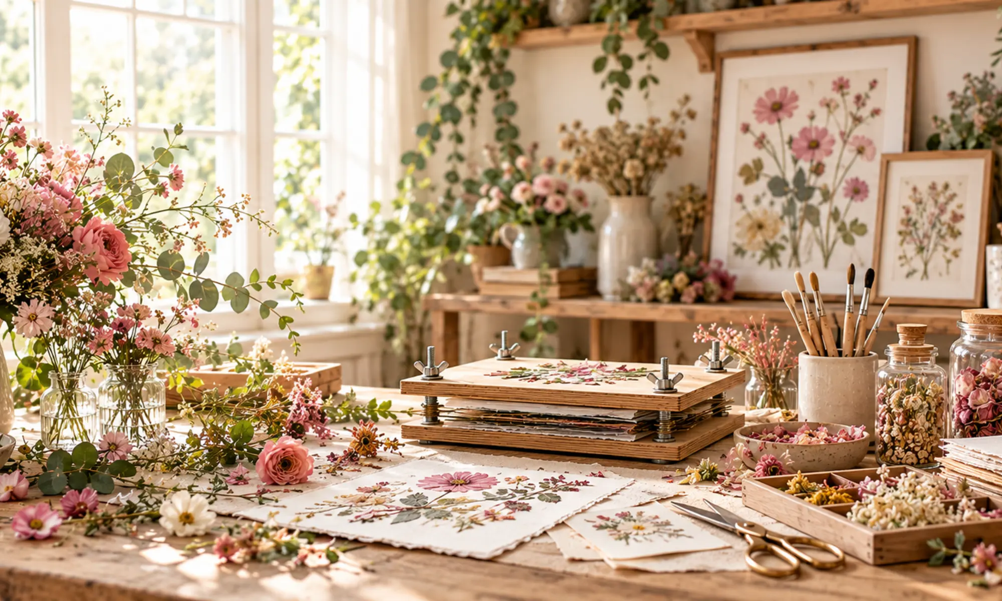 Pressed flowers and botanical crafts